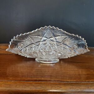 Antique EAPG Bryce Ten Pointed Star Glass Palm Leaf Fan 1903 Berry Dish